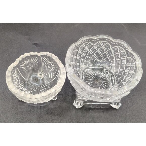 Salt Dip Cellars Fostoria & Wright Glass Bowls Vintage Footed Pedestal Lot of 2 - Picture 3 of 14